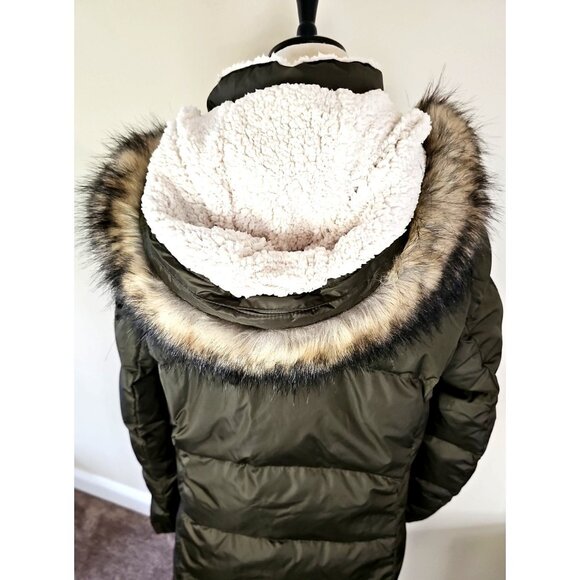 Eddie Bauer Lodge Cascadian Down Parka Jacket Womens TXL Winter Sherpa Fur GRN - Picture 7 of 12